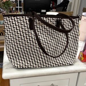 lululemon athletica Brown & Cream Woven Chevron Tote Laptop Bag